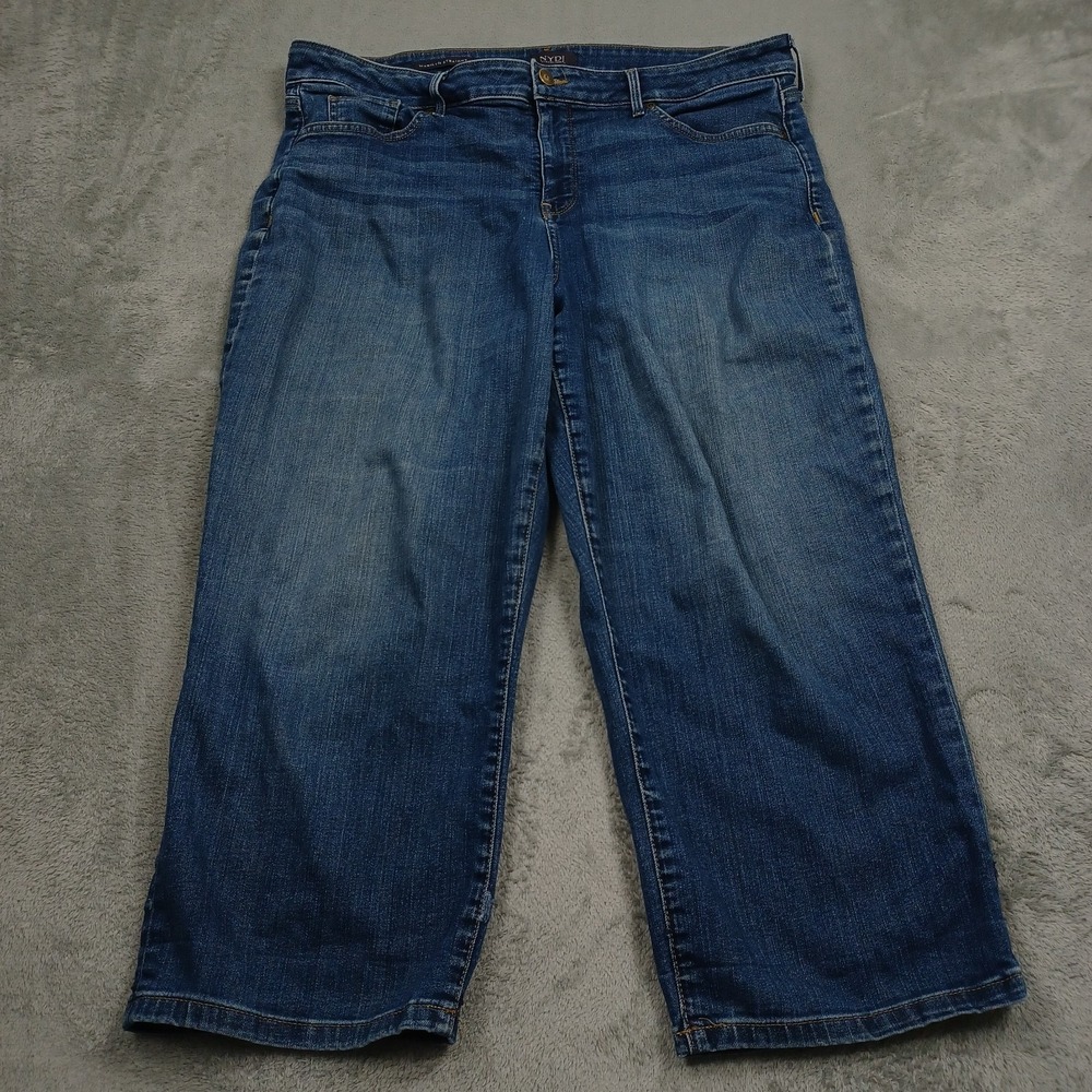 NYDJ Jeans Womens 16 Blue Denim Straight Marilyn Cropped Casual Pockets